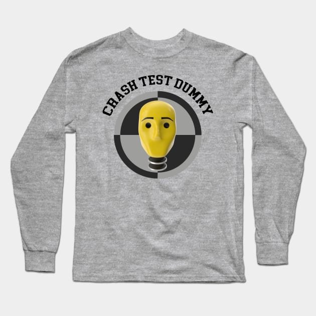 Crash Test Dummy Yellow Head with Safety Mark Background Long Sleeve T-Shirt by ActivLife